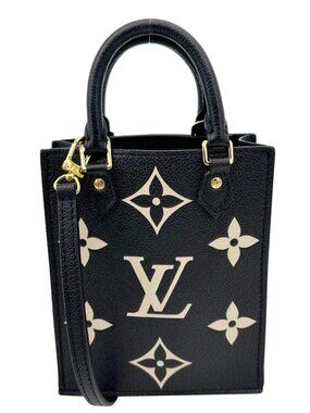 Louis Vuitton  Petit Sac Plat Monogram Empreinte Leather Shoulder Bag Black